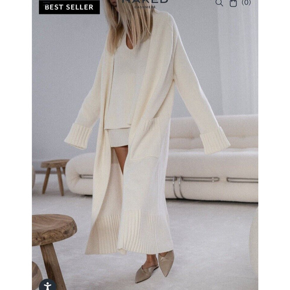 Naked Cashmere Tilyn Ecru Cream Longline Duster Cardigan Pockets Thick Cashmere - Picture 3 of 13